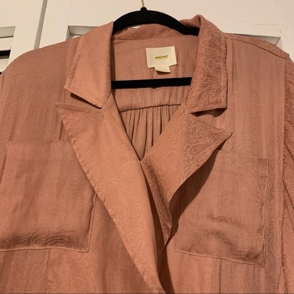 Maeve size Small Dusty Pink Faux Wrap Baroque Print Business Casual Blouse - Picture 6 of 6